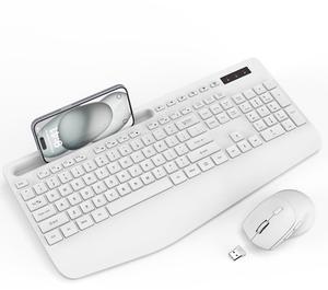 Wireless Keyboard and Mouse Combo with Wrist Rest-white