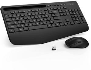 Wireless Keyboard and Mouse Combo with Wrist Rest-Black