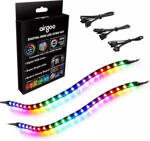 Addressable RGB PC LED Strip, 13.78 x 0.39 x 0.09 inches Clear Silicone Covering, for 5V 3-pin argb Header, Built-in Eight Strong Magnets, Easy to Install