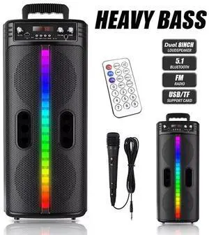 Portable 6000W Bluetooth Speaker Sub Woofer Heavy Bass Sound System Party & Mic