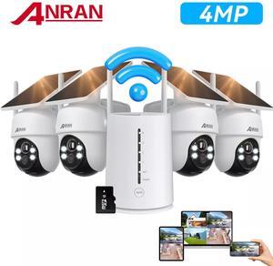 ANRAN 4MP Security Camera System Solar Powered Wireless PTZ Outdoor w/ NVR Base