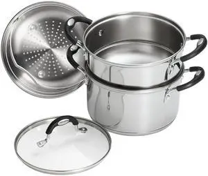 Tramontina Stainless Steel 3 Quart Steamer & Double-Boiler, 4 Piece