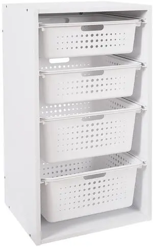 Your Zone Kids Sliding Bin Organizer with 4 Storage Bins, White, Age 3+