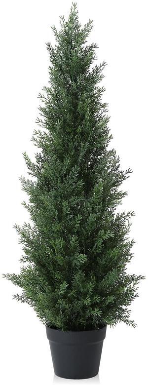 Artificial Cedar Tree 3 ft Outdoor Artificial Topiary Cedar Plants Fake Tree UV Rated Potted Tree for Porch Decor Faux Pine Tree for Perfect Housewarming Gift 1Pack