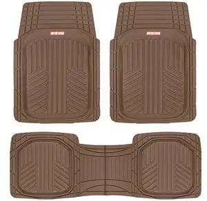 MotorTrend Deep Dish Odorless Heavy Duty Rubber Floor Mats - Made for Chevy, Ford, Dodge, GMC, Honda, Hyundai, Jeep, Kia, Nissan, Toyota, Volkswagen Vehicles Brown