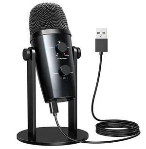 USB Microphone, Condenser Gaming Microphone for PC//5/Laptop/Phone, 4 Sound Modes, Noise Reduction and Reverb