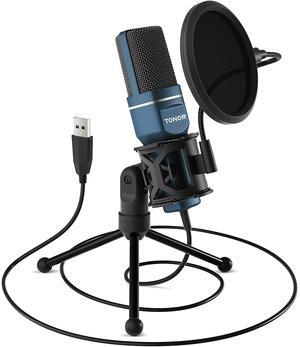 USB Microphone, Computer Condenser PC Gaming Mic with Tripod Stand & Pop Filter for Streaming, Podcasting, Vocal Recording, Compatible with iMac Laptop Desktop Windows Computer