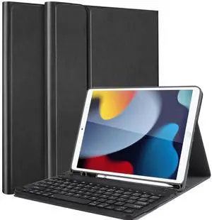 For iPad 9th/8th/7th Gen 10.2 inch Keyboard Case with Pencil Holder Stand Cover