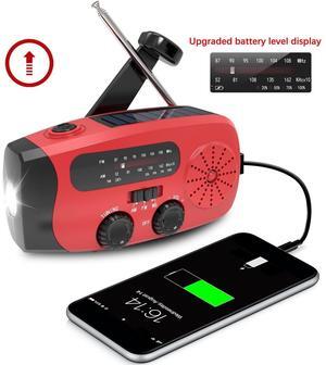 Emergency Hand Crank Radio, Weather Radio with 2000mAh Power Bank Phone Charger, USB Charged & Solar Power for Camping, Emergency