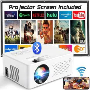Faltopu Mini Projector with Wifi and Bluetooth, 9500LM Portable Home Theater Projector with Screen ,1080P 250"Display Supported