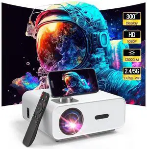 Groview Native 1080P Projector with WiFi and Bluetooth, Support 4K 100,000Hrs Lamp Life