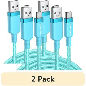 (2 pack) TOPVISION USB-C Cable, [2 Cables 6FT] Type C Charger Cord Nylon Braided, 3.1A Type C Fast Charging Cable, Compatible with iPhone15/16 Series, Samsung, Pixel, Moto, Android