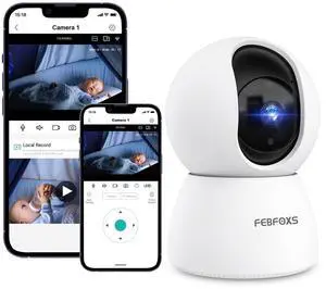 FEBFOXS 2K Baby Monitor Indoor Security Camera for Home Security