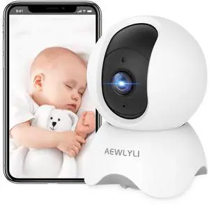 AEWLYLI Baby Monitor Security Camera, 360° 1080P HD WiFi Camera, Night Vision for Baby, Pet Dog and Elderly