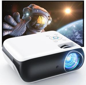 HAPPRUN H1 1080P 4K Video Projector, Support 40" to 200'' Screen, White, 1 Count, 1 Pack