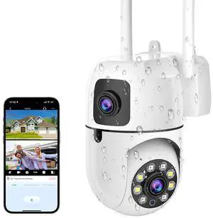 Security Camera Outdoor with Dual Lens, 4K/2MP Outdoor Cameras for Home Security with Auto Tracking, Human Detection, 30m Color Night Vision, Two-Way Audio, IP66