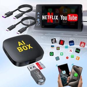 Wireless CarPlay AI Box Android Auto Adapter WIFI Converter with Netflix YouTube