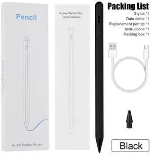 Nshi Stylus Pen for Apple iPad Pencil 10/9/8/7/6th Mini 5/6th Air 5/4th Pro 11/12.9'' Black