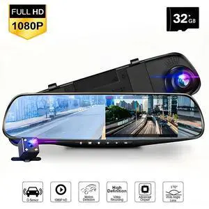 4.3-inch High-definition Large Screen, 1080P Front Camera And 1080P Rear Camera, Wide-angle Night Vision, Easy Installation, Rearview Mirror, High-definition Driving Recorder, Suitable for All Models,