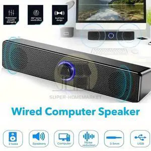 3.5mm USB Wired Soundbar Stereo Bass Sound Computer Speakers for Desktop Laptop