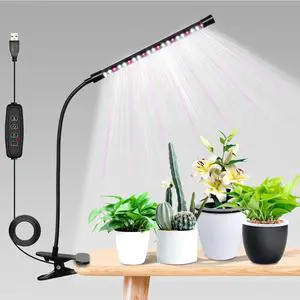 LED Grow Light with Full Spectrum for Indoor Plants 3 Auto Timing 1 Tubes White