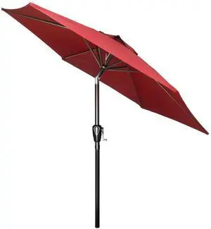 7.5ft Outdoor Market Yard Umbrella with Push Button Tilt/Crank 6 Sturdy Ribs Red