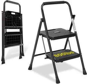2 Step Ladder,800lbs Portable Stool Ladder with Anti-Slip Pedal,Cushioned Handle