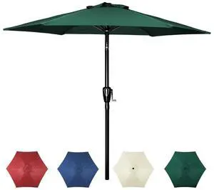 7.5ft Outdoor Patio Umbrella with 6 Ribs with Push Button Tilt/Crank Green
