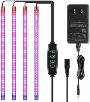 LED Grow Light Strips Full Spectrum for Indoor Plants Red&Blue 4 Tubes