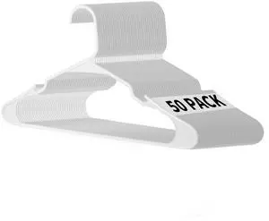 50 Pack Plastic Hangers Lightweight Space-Saving for Shirts Dresses Coats White