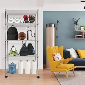 5-Tier Storage Shelving Unit 1250 Lbs Loading Capacity Heavy Duty Chrome 1 Pack