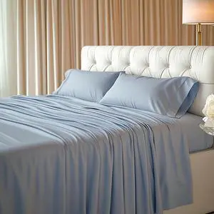 Deep Pocket Queen Size 4 Piece Sheet Set Easy Care Cooling Bedding Sheets Blue