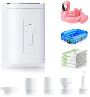 Inflatables Portable Air Pump Electric Mini Type C Rechargeable for Toys White