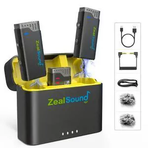 ZealSound Wireless lavalier Microphone for iPhone,iPad & Android Phone,2 Pack Lapel Clip on Mic for Video Recording Vlogging,Plug and Play with Noise Reduction for Interview Podcast YouTube TikTok