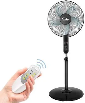 Oscillating 16 Adjustable 3 Speed Pedestal Stand Fan with Remote Control Black