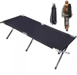 Folding Camping Cot Bed with Storage Bag Portable for Outdoor Traveling Hiking