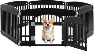 6 Panel Dog Playpen Indoor Fence with Door, Small Medium Pet, Puppy Cage,24