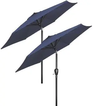 2 Pack 7.5' Patio Umbrella with 6 Sturdy Ribs for Outdoor Market Yard Blue