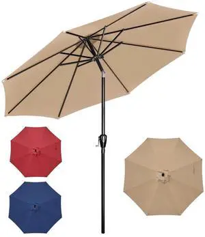 10FT Outdoor Patio Umbrella Table Market Umbrella with Push Button Tilt & Crank
