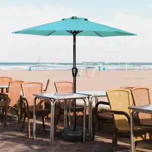 7.5' Patio Umbrella Outdoor Market Yard Umbrella with 6 Sturdy Ribs Turquoise