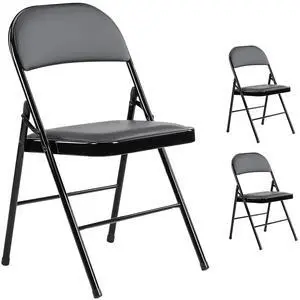2 Pack Folding Chairs Indoor Outdoor for Parties Home Office Commercial Black