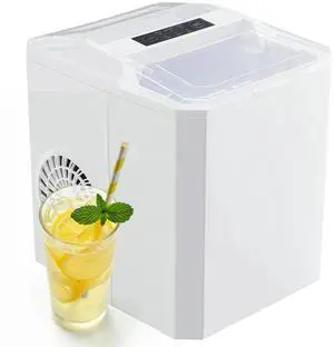 Countertop Ice Maker Self-Cleaning with Scoop Basket & Handle for Kitchen White