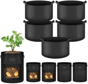 7-Gallon 5-Pack Potato Grow Bags & 15-gal 5-pcs Plant Pots for Vegetable