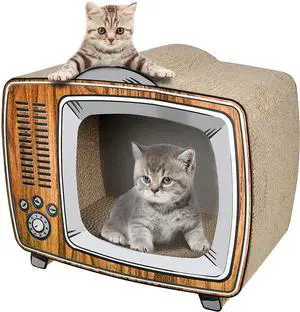 TV Cat Scratcher Cardboard Lounge Bed Board Pads Prevents Furniture Damage