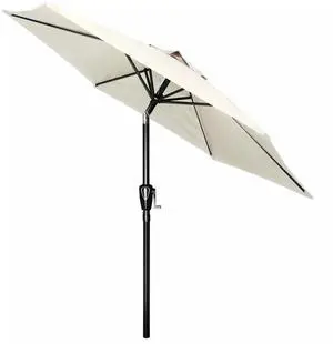 7.5ft Patio Umbrella with Push Button Tilt/Crank Outdoor Market Umbrella Beige