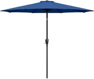 9ft Patio Umbrella Outdoor Market Yard Umbrella with Push Button Tilt/Crank Blue