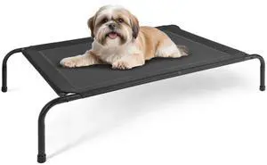 42x25.2x8 Inch Elevated Dog Bed Portable Dog Cots Beds Indoor & Outdoor Black