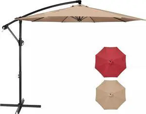 10FT Offset Cantilever Patio Hanging Umbrella Outdoor Market Umbrella Sun Shade