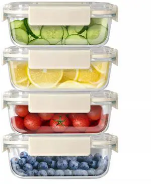 All Temp Food Storage Container Glass Meal Prep Containers with Lids 4 Packs