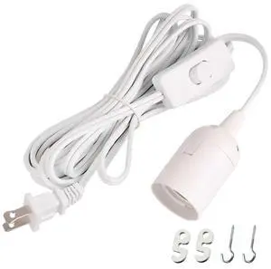 20 Feet Lamp Cord Extension Pendant Light Hanging Lantern E26 Socket (No Bulb)